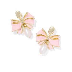 Kendra Scott x LoveShackFancy Pearl Bow Gold Statement Earrings